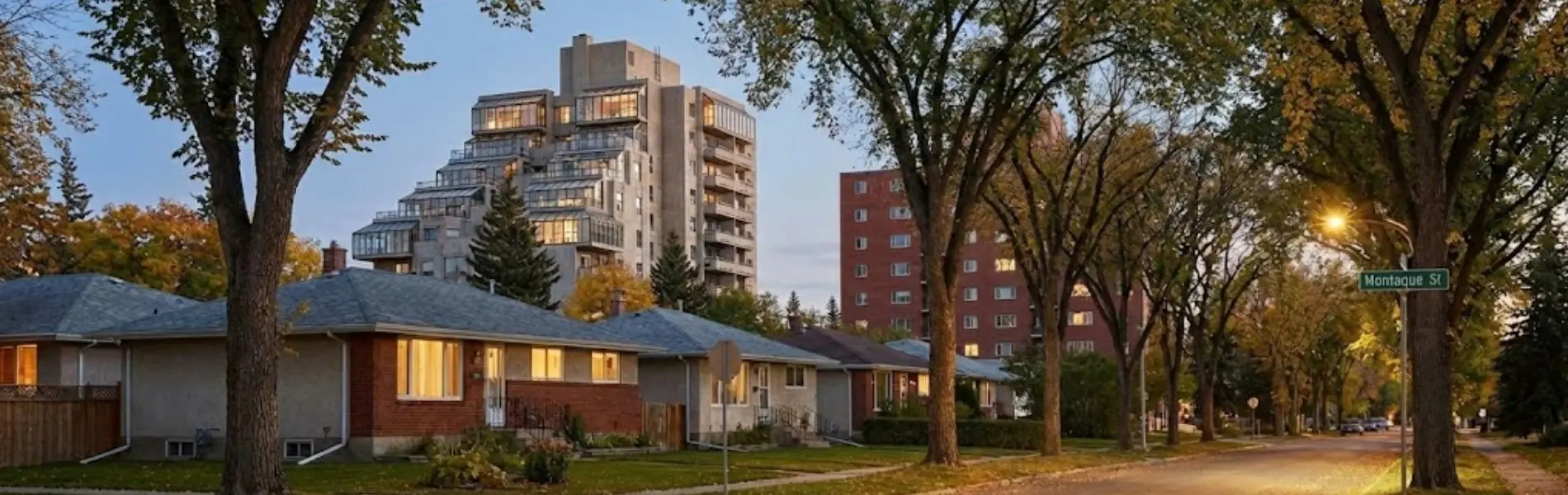 Mature streets and family homes in the Parliament Place neighbourhood of South Regina